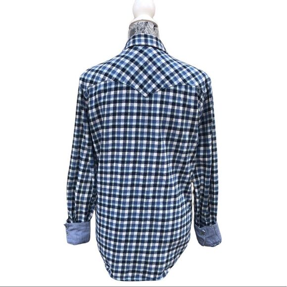 LEVI’S Slim Fit Plaid Pearl Snap Button Down Flannel Shirt Size Medium - Picture 2 of 8